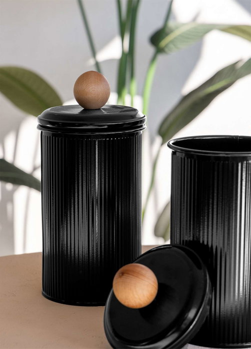 Hermia Juego de cajas de almacenamiento de 3 piezas Negro